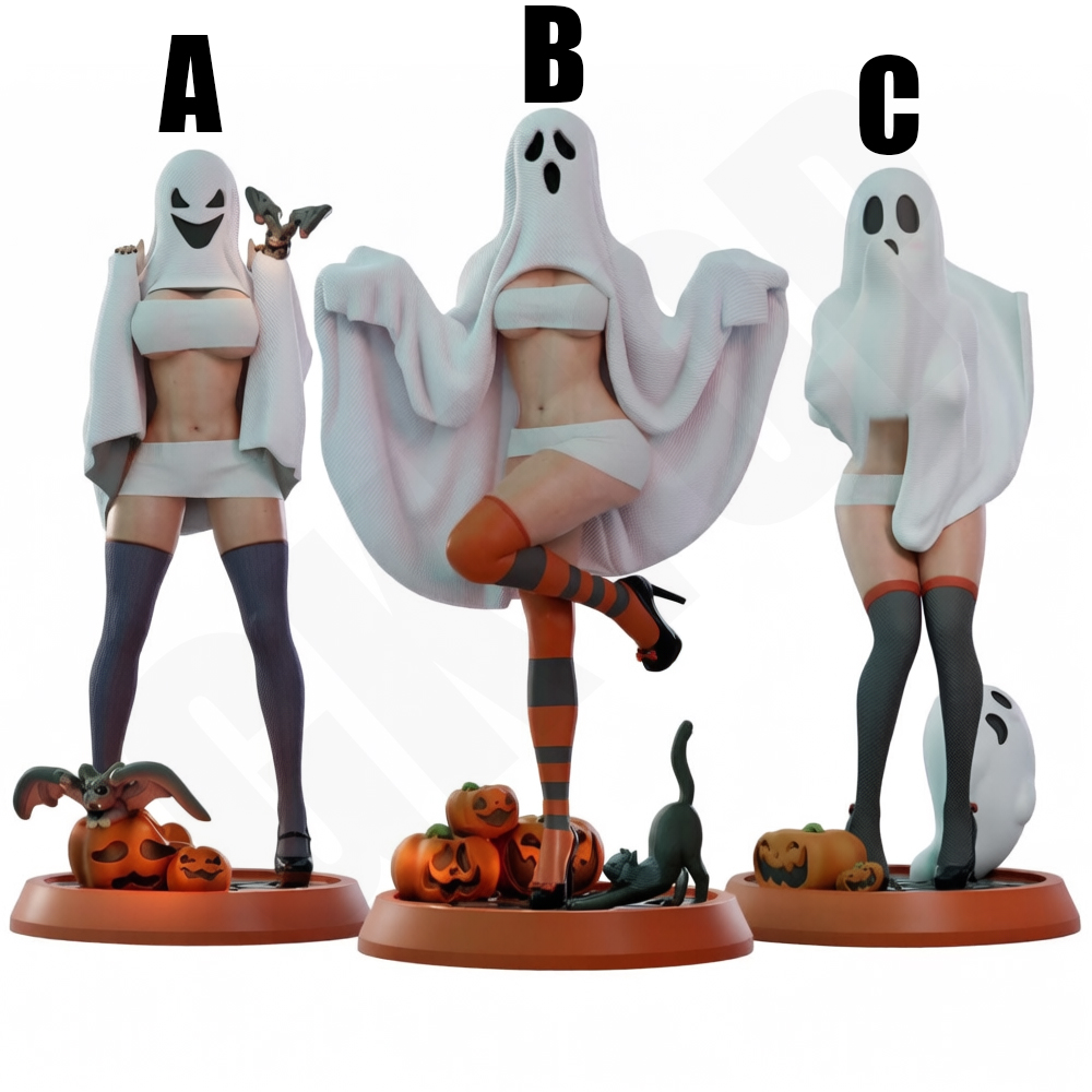 3D Printing Ghosting - Halloween Ghost Lady 1/24 Scale Resin