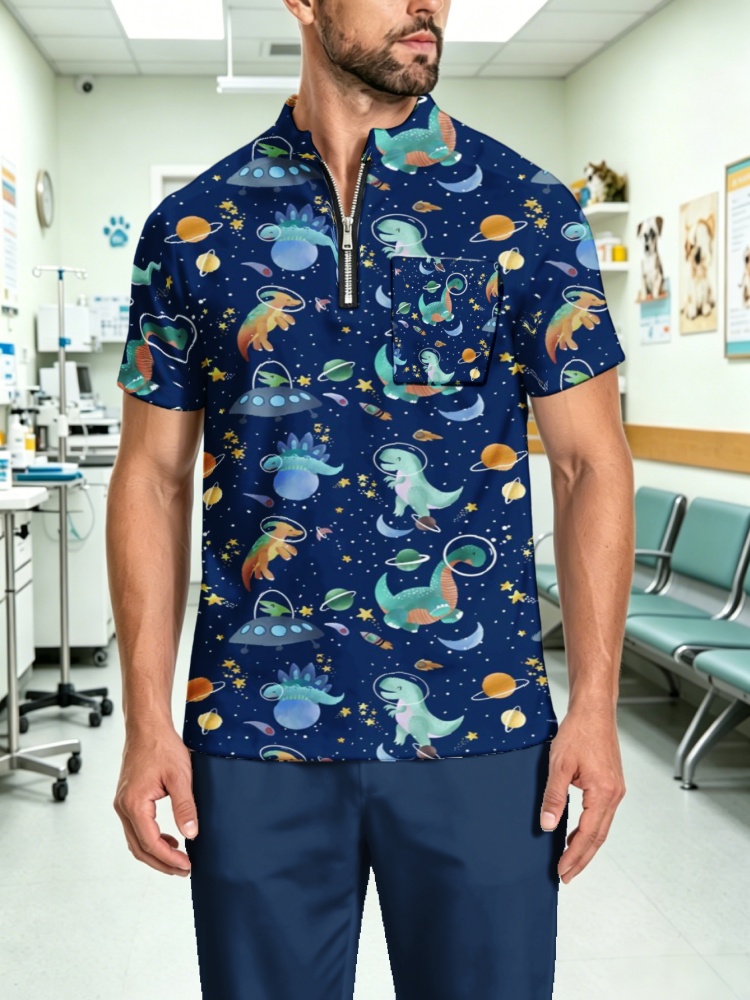 Men's Zipper Collar Scrub Top  - 3D Printing For Medical recension och pris