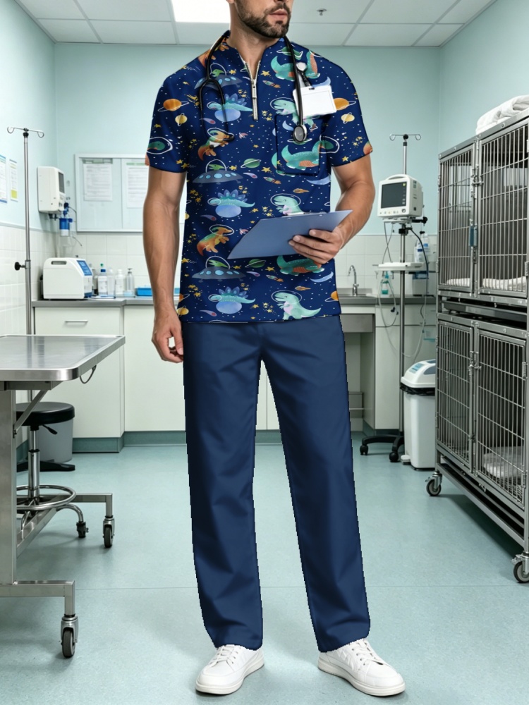 Men's Zipper Collar Scrub Top  - 3D Printing For Medical recension och pris