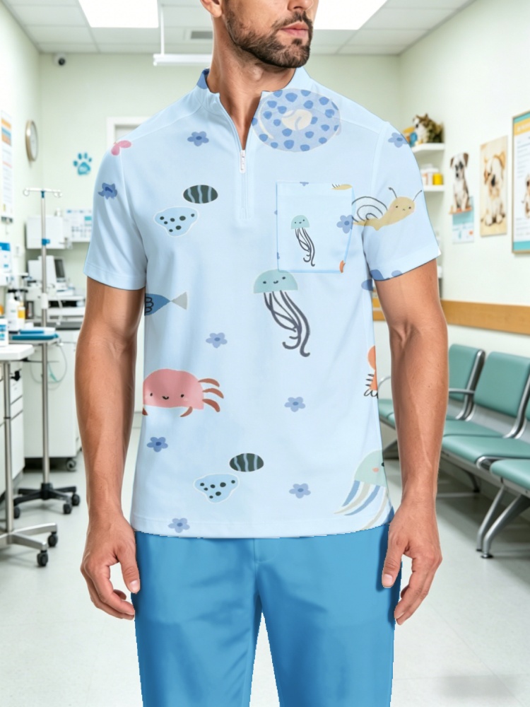 Men's Zipper Collar Scrub Top  - 3D Printing For Medical recension och pris